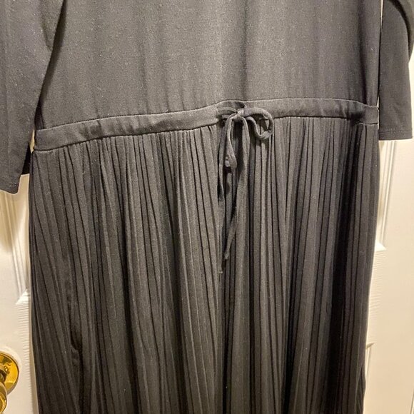 J. Jill Black Long Sleeve Round Neck Drawstring Waist Sheath Dress Size M - Picture 2 of 6